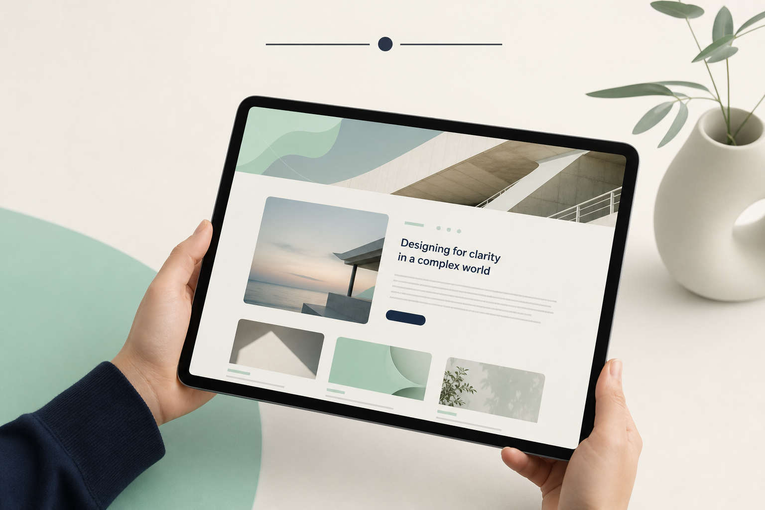 Tablet-Bildschirm mit einem veröffentlichten Blog-Artikel mit einer sauberen WordPress-Benutzeroberfläche, dem sichtbaren Design und der Artikelüberschrift im Vordergrund